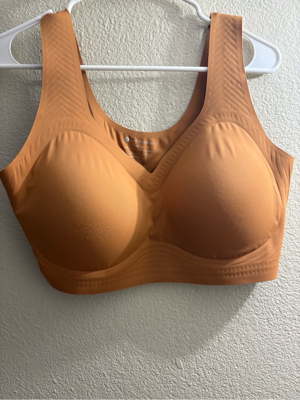 Seamless Padded Wireless Sports Bra - Tan